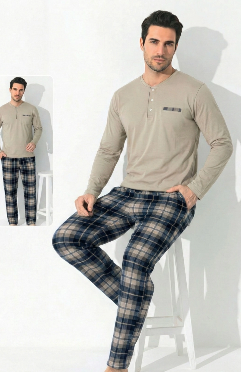 Boyraz 0697 Erkek Uzun Kol Penye Pijama Takımı