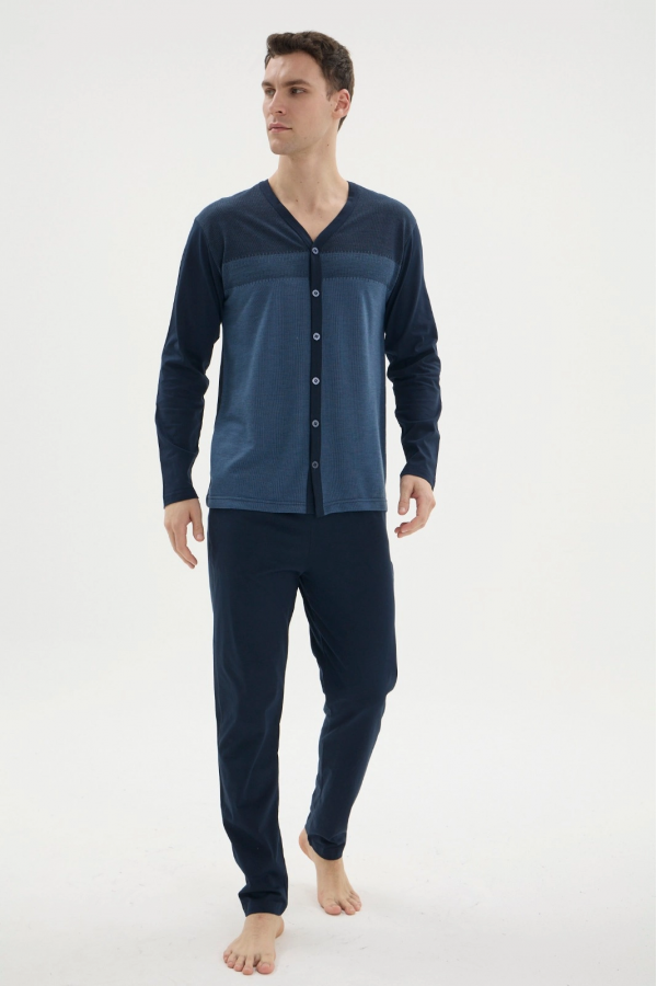 Kocabey Dm-26104 V Yaka Boydan Düğmeli Pijama Takımı