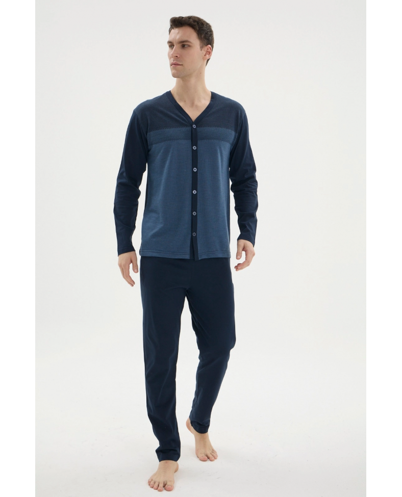 Kocabey Dm-26104 V Yaka Boydan Düğmeli Pijama Takımı