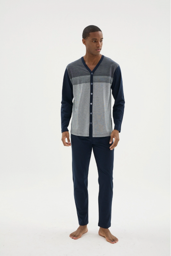 Kocabey Dm-26104 V Yaka Boydan Düğmeli Pijama Takımı