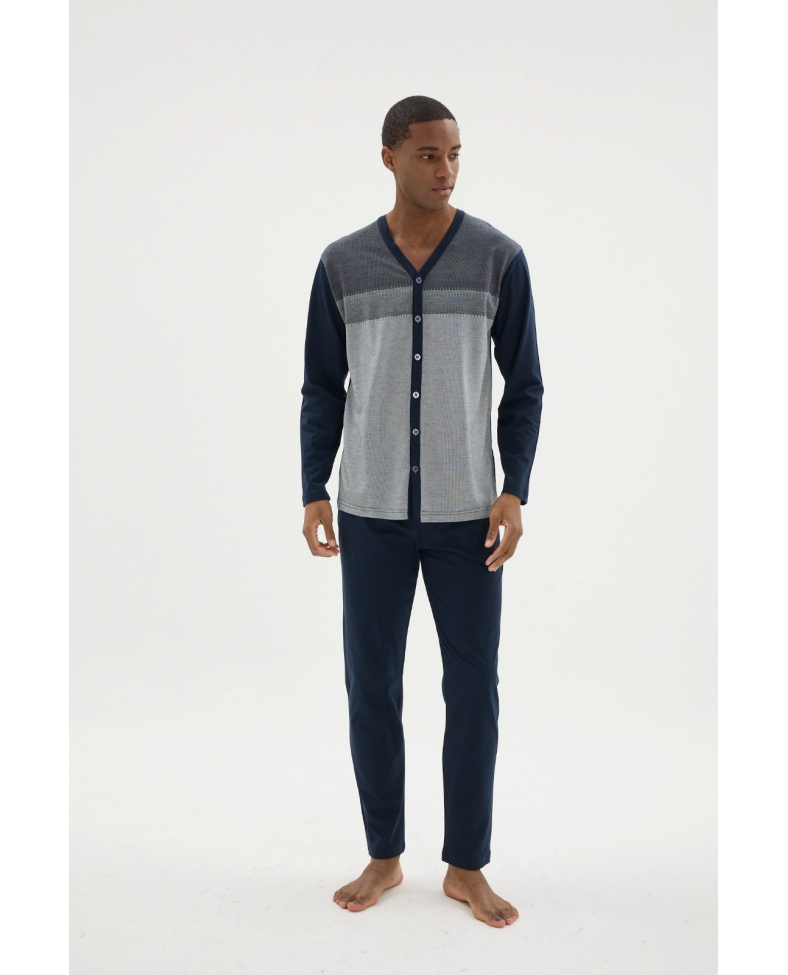 Kocabey Dm-26104 V Yaka Boydan Düğmeli Pijama Takımı