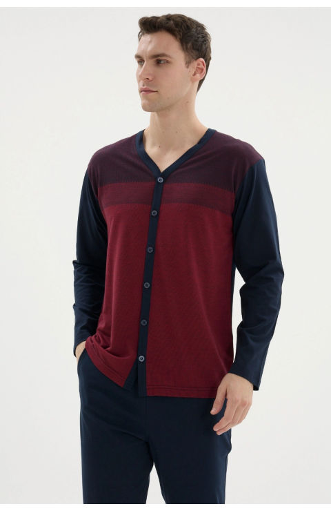 Kocabey Dm-26104 V Yaka Boydan Düğmeli Pijama Takımı