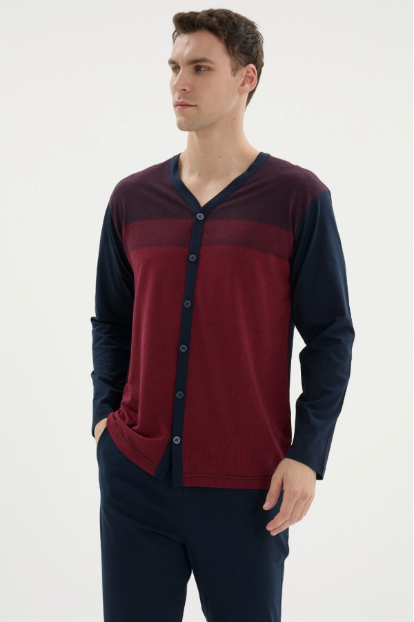 Kocabey Dm-26104 V Yaka Boydan Düğmeli Pijama Takımı