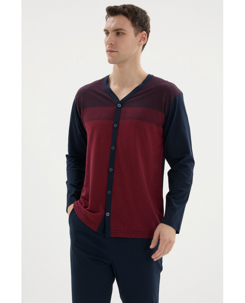 Kocabey Dm-26104 V Yaka Boydan Düğmeli Pijama Takımı