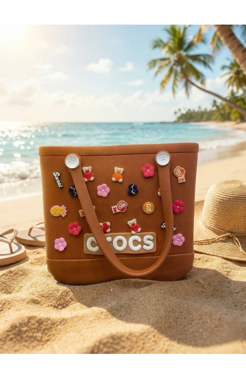 Crocs Stil Jibbitzli Kadın Plaj Çantası