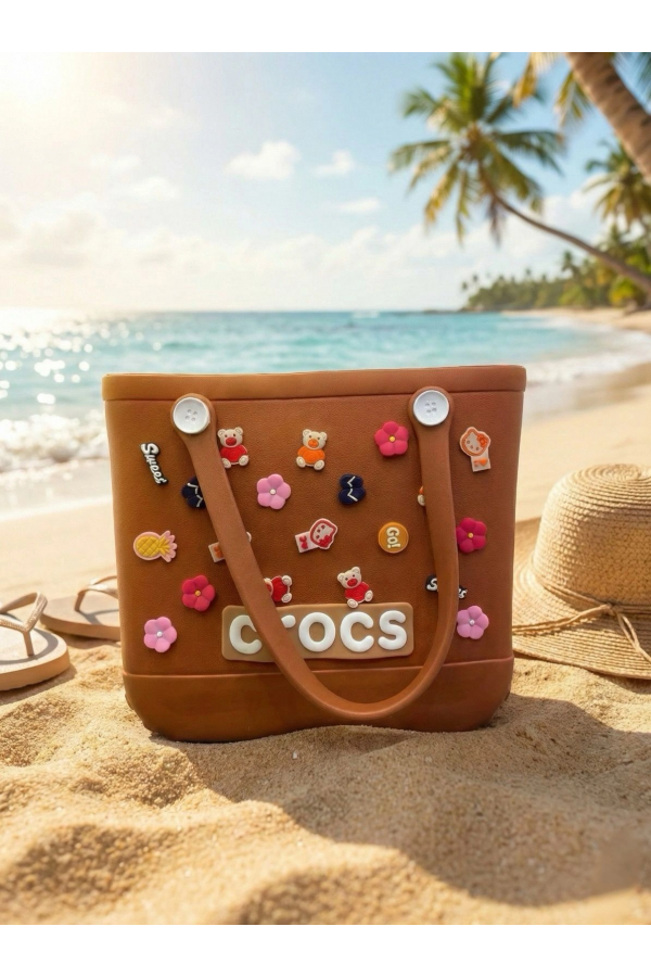 Crocs Stil Jibbitzli Kadın Plaj Çantası