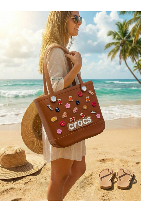 Crocs Stil Jibbitzli Kadın Plaj Çantası