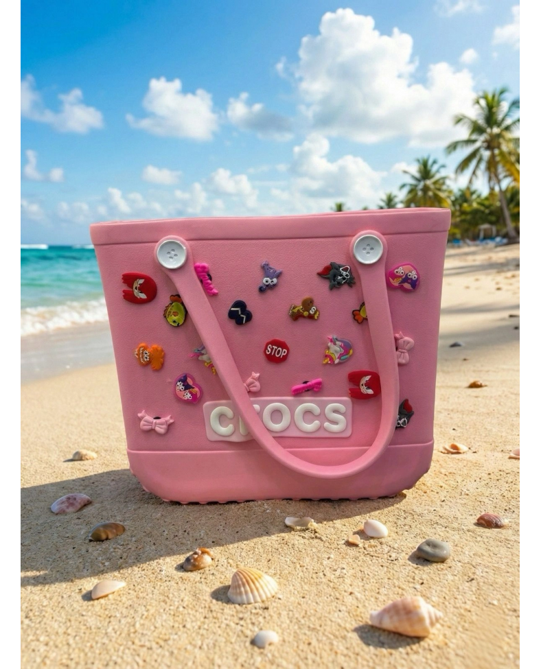 Crocs Stil Jibbitzli Kadın Plaj Çantası