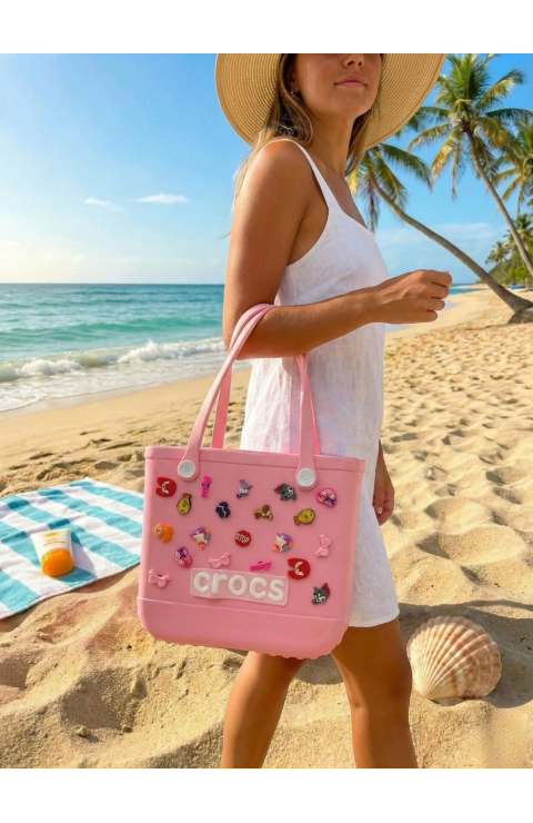 Crocs Stil Jibbitzli Kadın Plaj Çantası