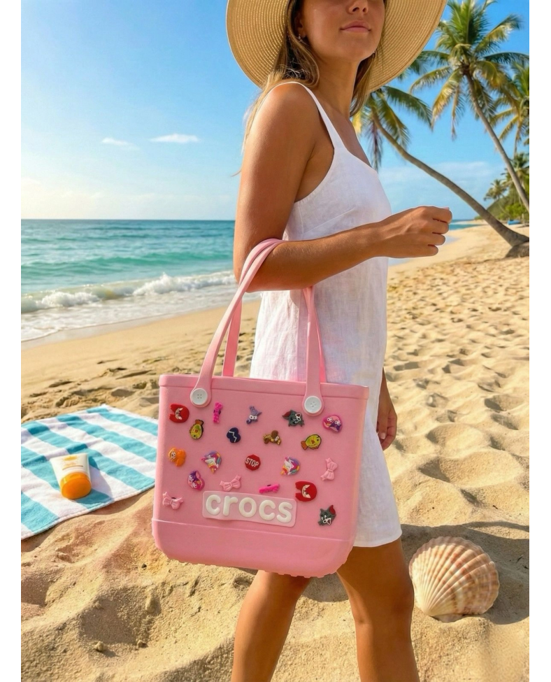 Crocs Stil Jibbitzli Kadın Plaj Çantası