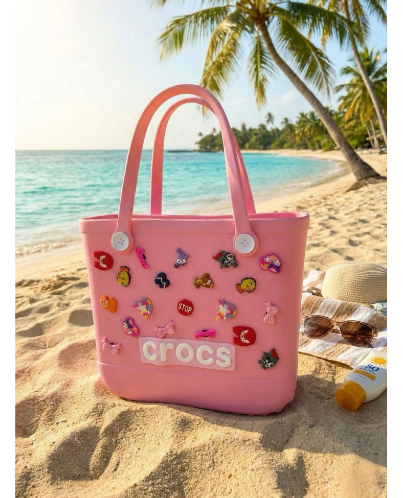 Crocs Stil Jibbitzli Kadın Plaj Çantası