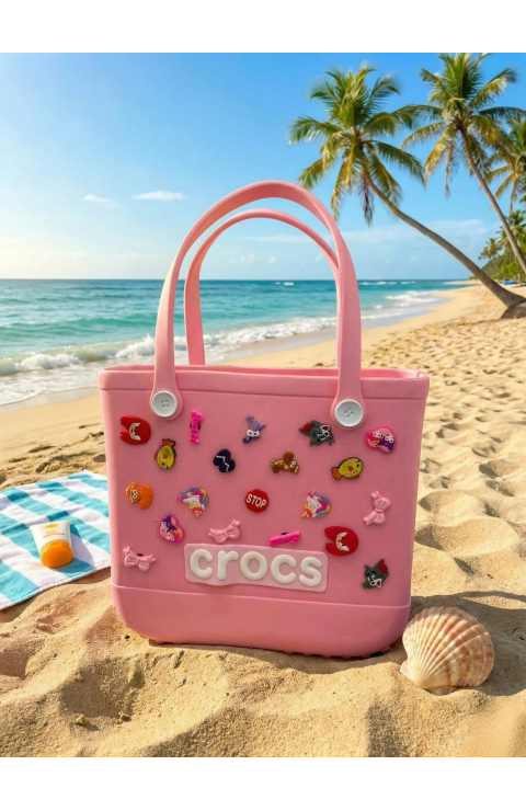 Crocs Stil Jibbitzli Kadın Plaj Çantası