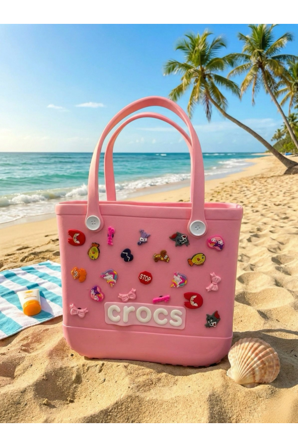 Crocs Stil Jibbitzli Kadın Plaj Çantası