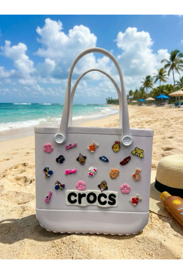 Crocs Stil Jibbitzli Kadın Plaj Çantası