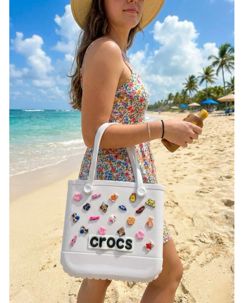 Crocs Stil Jibbitzli Kadın Plaj Çantası