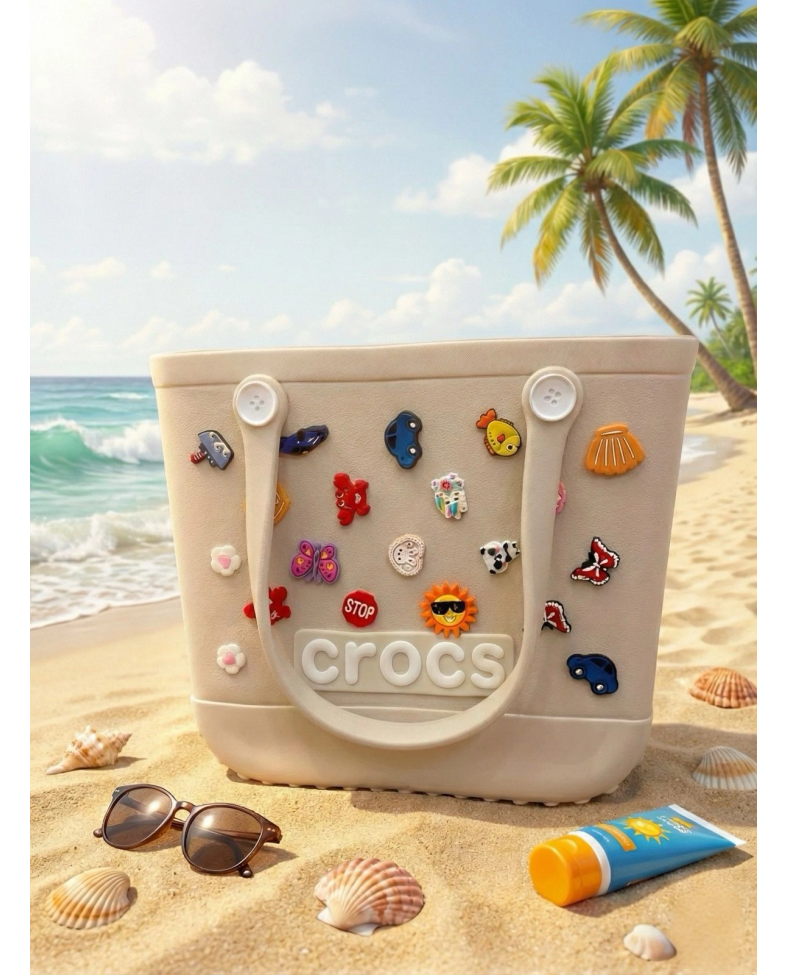 Crocs Stil Jibbitzli Kadın Plaj Çantası