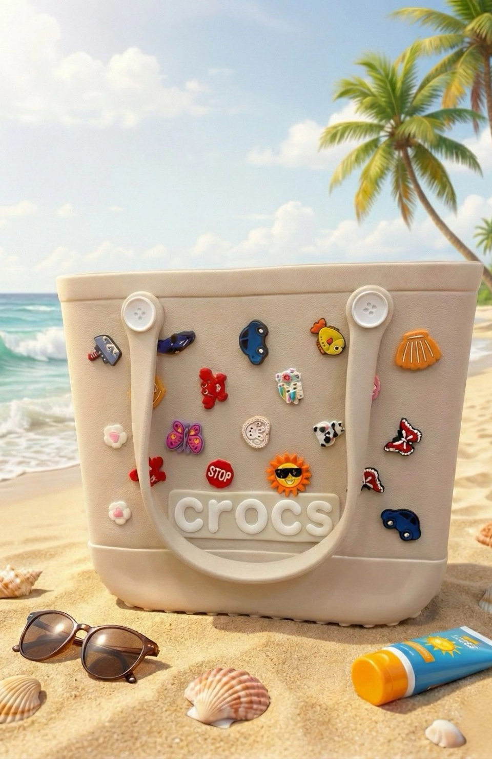 Crocs Stil Jibbitzli Kadın Plaj Çantası