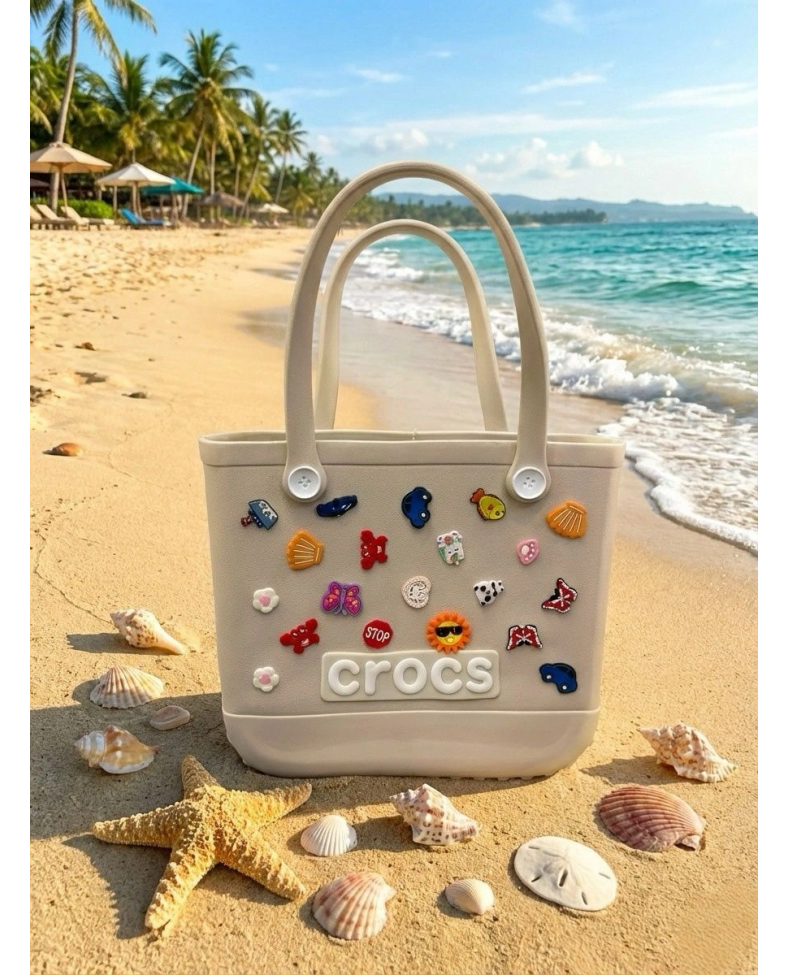 Crocs Stil Jibbitzli Kadın Plaj Çantası