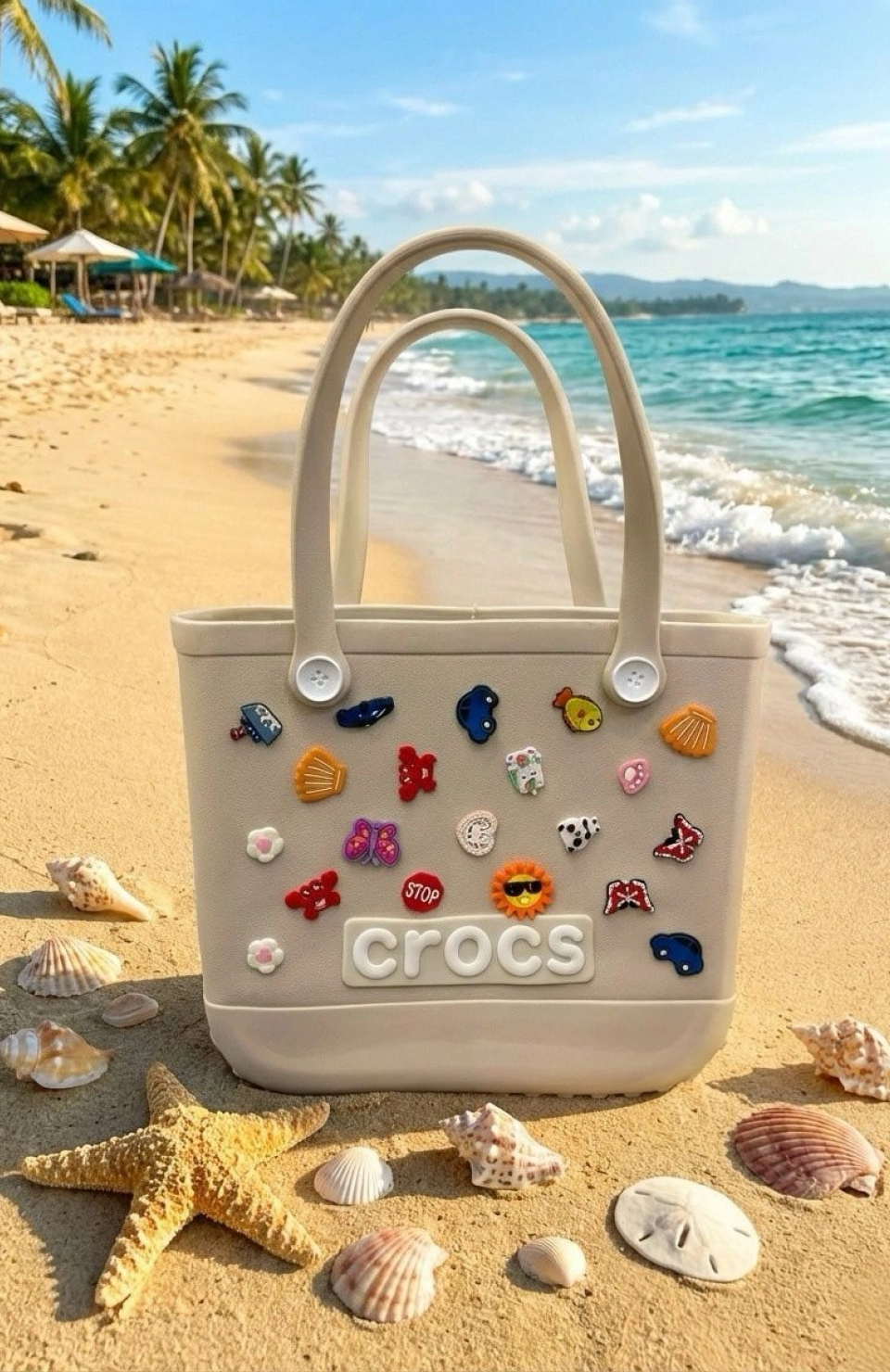 Crocs Stil Jibbitzli Kadın Plaj Çantası