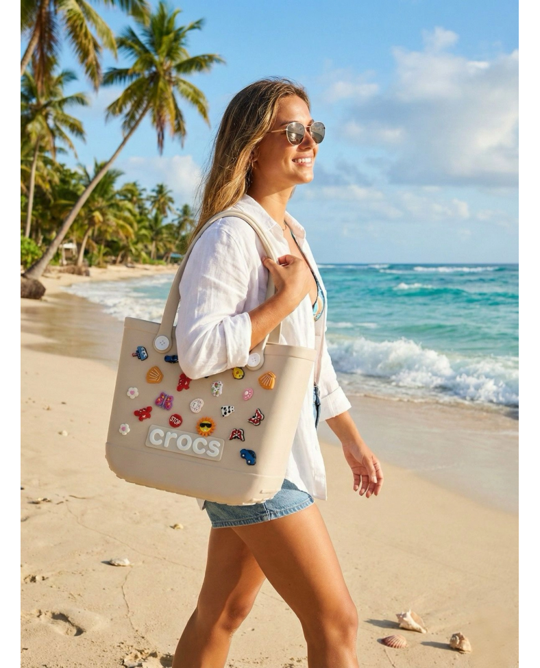 Crocs Stil Jibbitzli Kadın Plaj Çantası