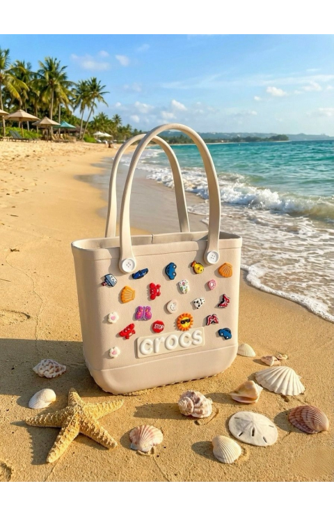 Crocs Stil Jibbitzli Kadın Plaj Çantası