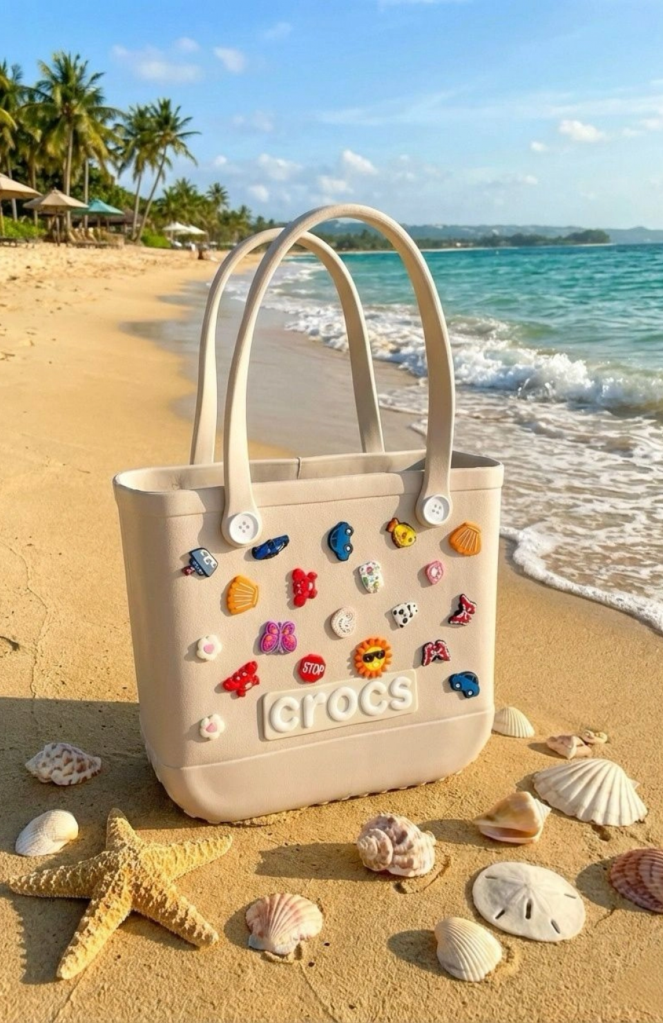 Crocs Stil Jibbitzli Kadın Plaj Çantası