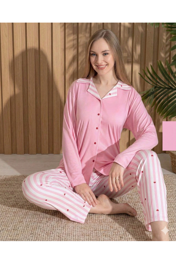 Boyraz ML-01025 Kadın Milan Uzun Kol Pijama Takımı