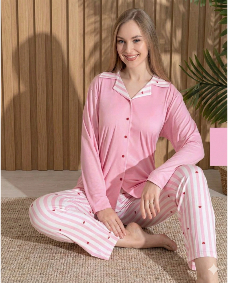 Boyraz ML-01025 Kadın Milan Uzun Kol Pijama Takımı