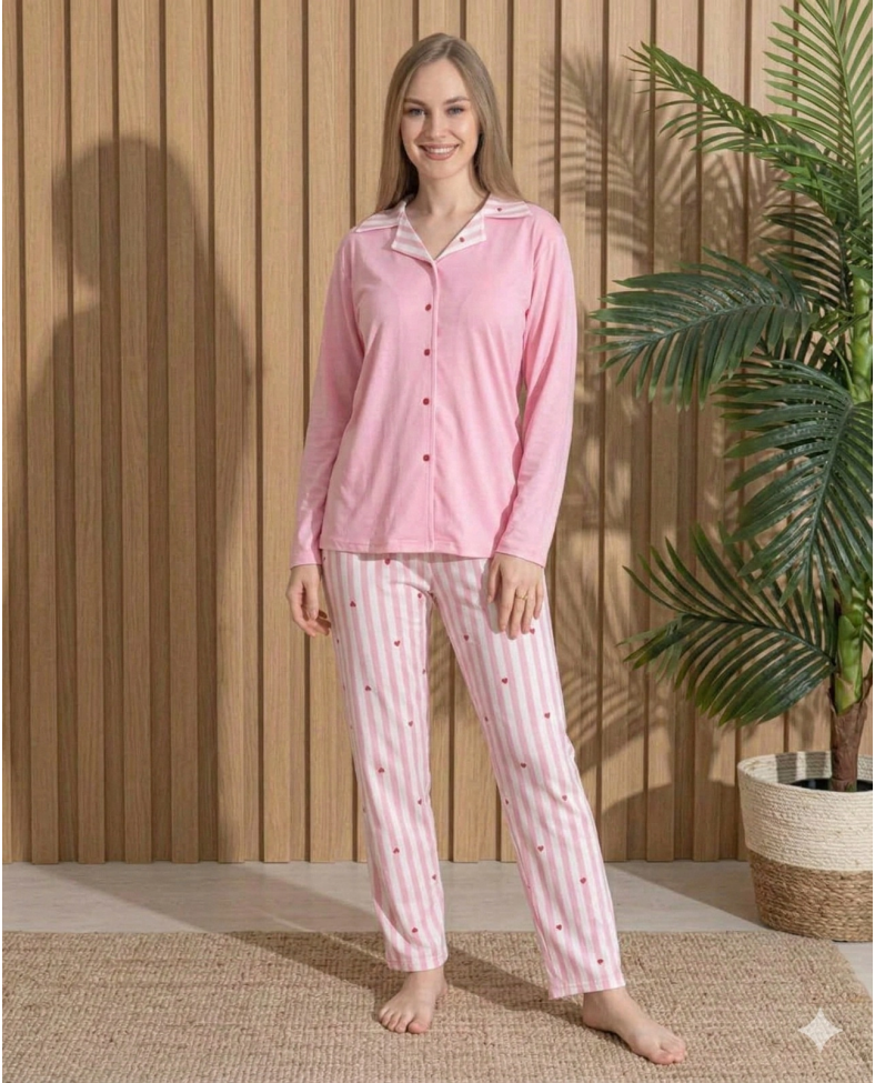Boyraz ML-01025 Kadın Milan Uzun Kol Pijama Takımı