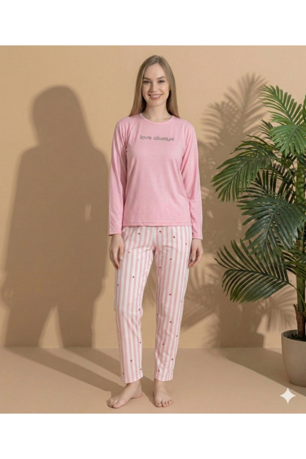 Boyraz ML-01022 Kadın Milan Uzun Kol Pijama Takımı