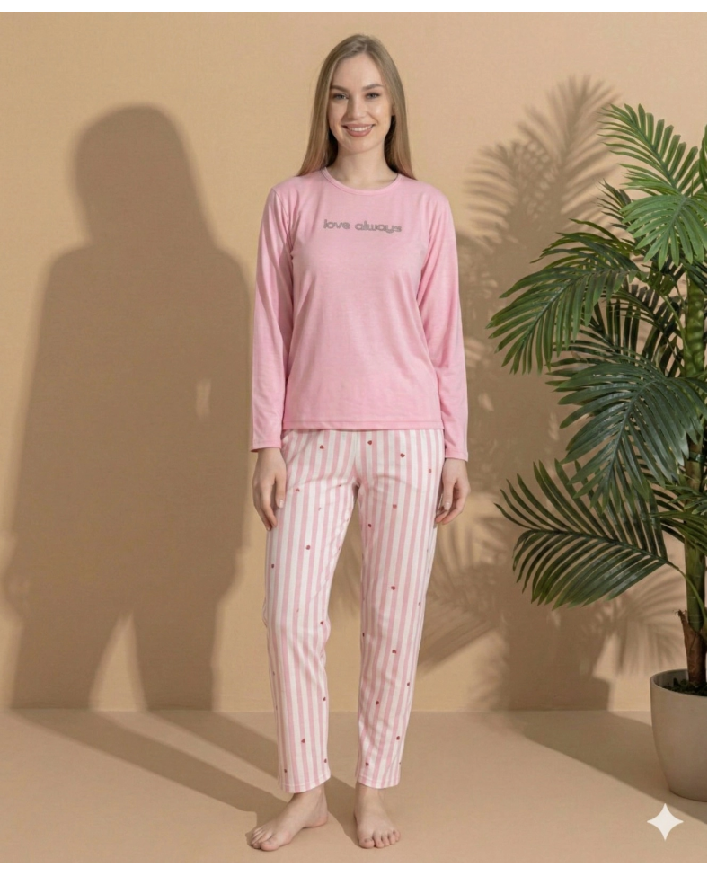 Boyraz ML-01022 Kadın Milan Uzun Kol Pijama Takımı