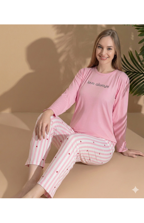 Boyraz ML-01022 Kadın Milan Uzun Kol Pijama Takımı