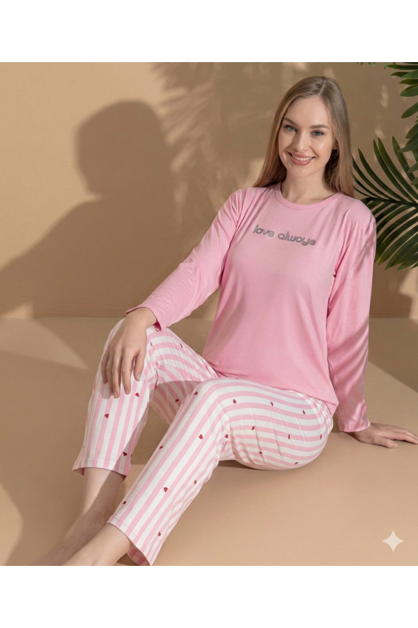 Boyraz ML-01022 Kadın Milan Uzun Kol Pijama Takımı