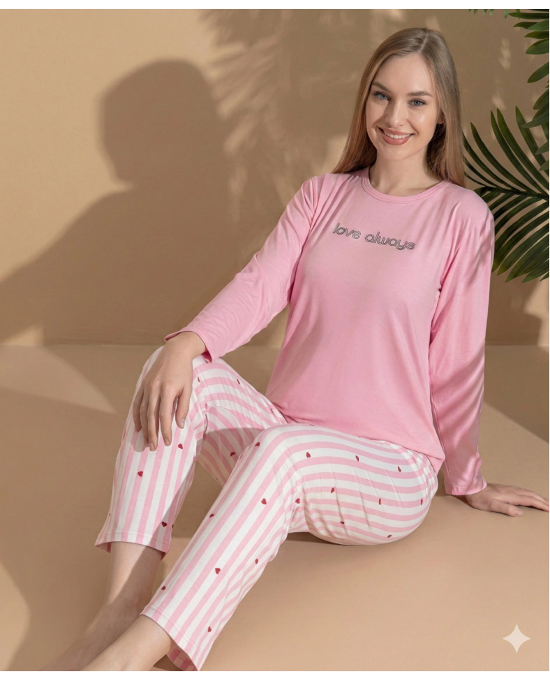 Boyraz ML-01022 Kadın Milan Uzun Kol Pijama Takımı