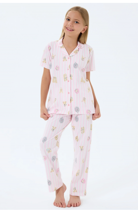 RolyPoly 3809-G Kız Çocuk Gömlek Pijama Takım