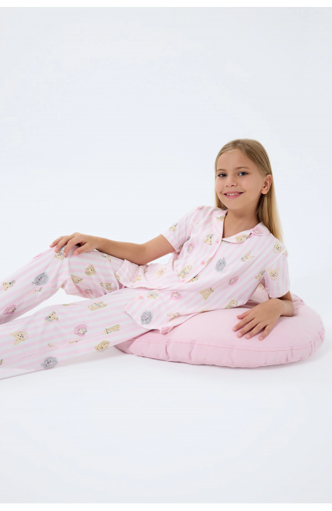 RolyPoly 3809-G Kız Çocuk Gömlek Pijama Takım