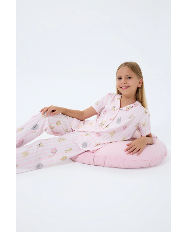 RolyPoly 3809-G Kız Çocuk Gömlek Pijama Takım