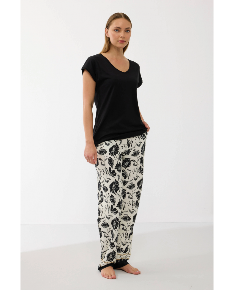 Anıl 11709 Kadın Kısa Kol Tencel Kumaş Desenli Pijama Takımı