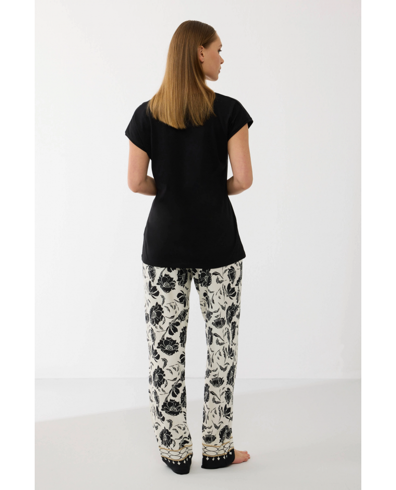 Anıl 11709 Kadın Kısa Kol Tencel Kumaş Desenli Pijama Takımı