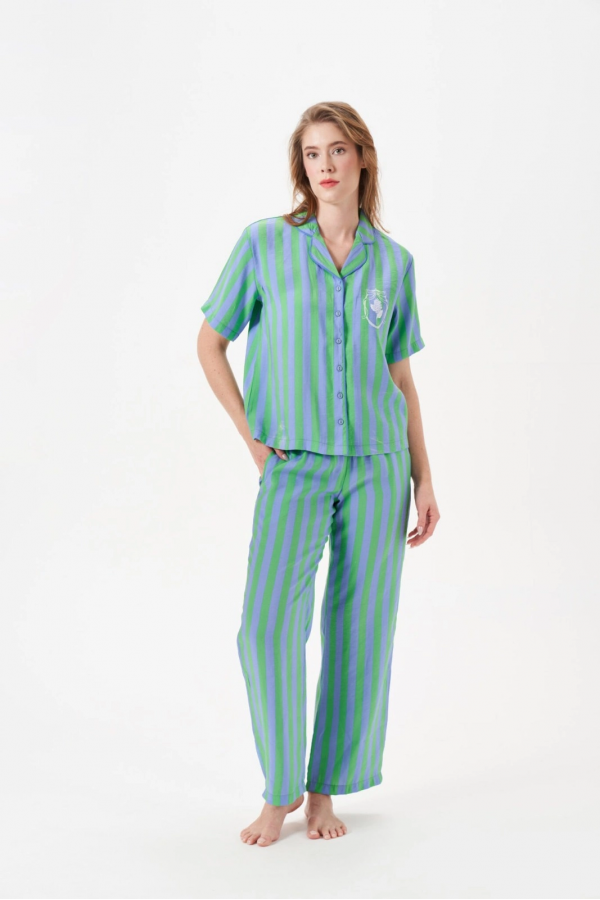 PJS 29043 Kadın Düğmeli Pijama Takımı