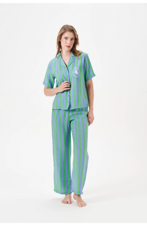 PJS 29043 Kadın Düğmeli Pijama Takımı