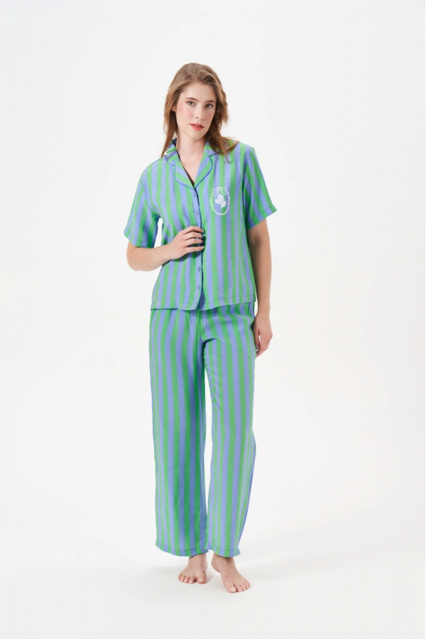 PJS 29043 Kadın Düğmeli Pijama Takımı
