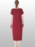 Estiva 25234 Kadın Likra Viskon Kısa Kol Cepli Midi Elbise