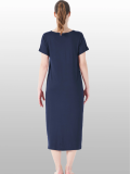 Estiva 25234 Kadın Likra Viskon Kısa Kol Cepli Midi Elbise