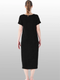 Estiva 25234 Kadın Likra Viskon Kısa Kol Cepli Midi Elbise