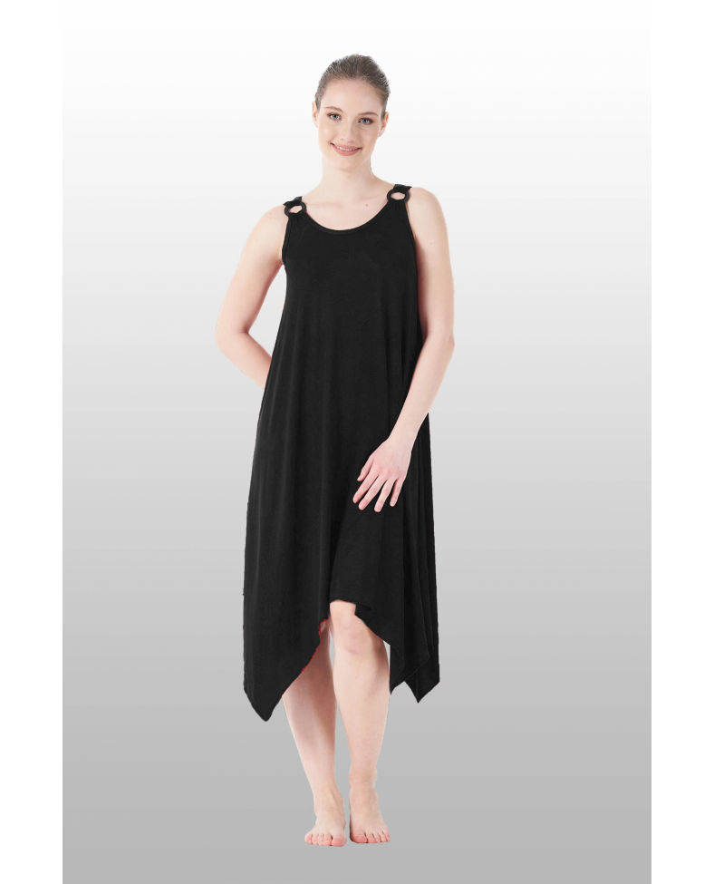 Estiva 25233 Kadın Likra Viskon Askılı  Midi Gecelik