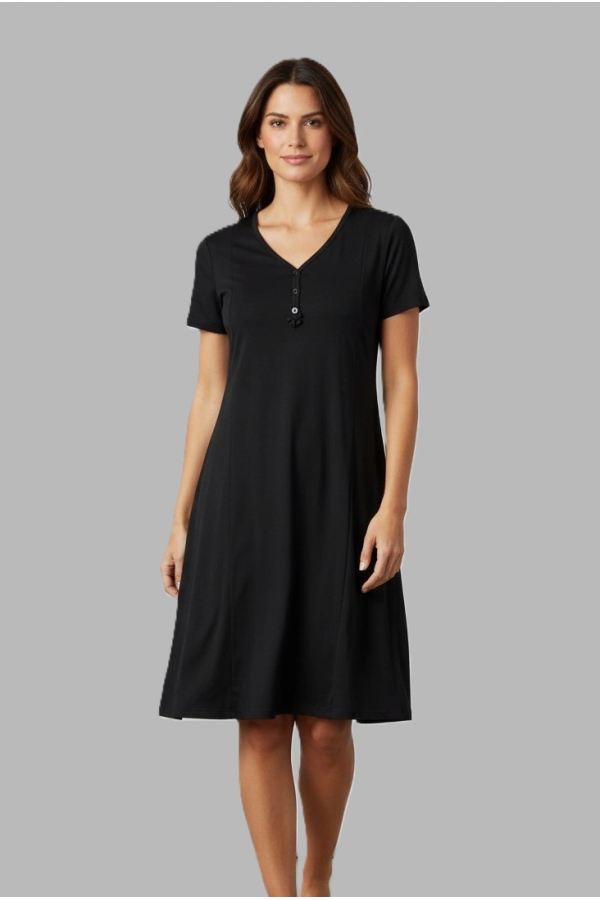 Estiva 25236 Kadın Likra Viskon Kısa Kol Gecelik