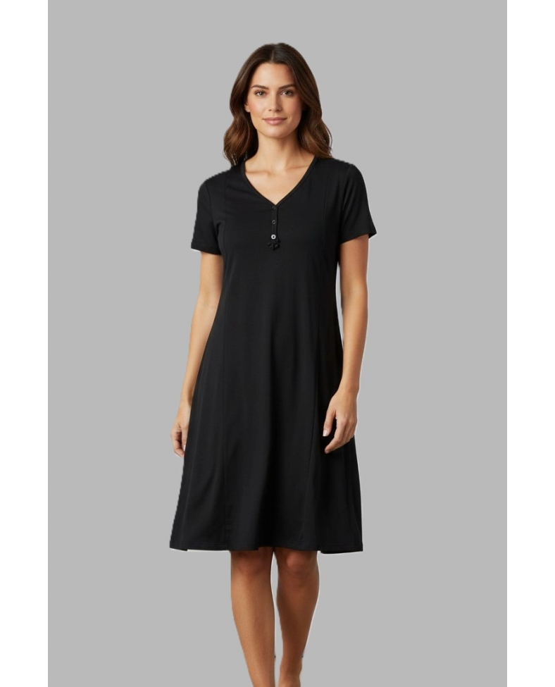 Estiva 25236 Kadın Likra Viskon Kısa Kol Gecelik