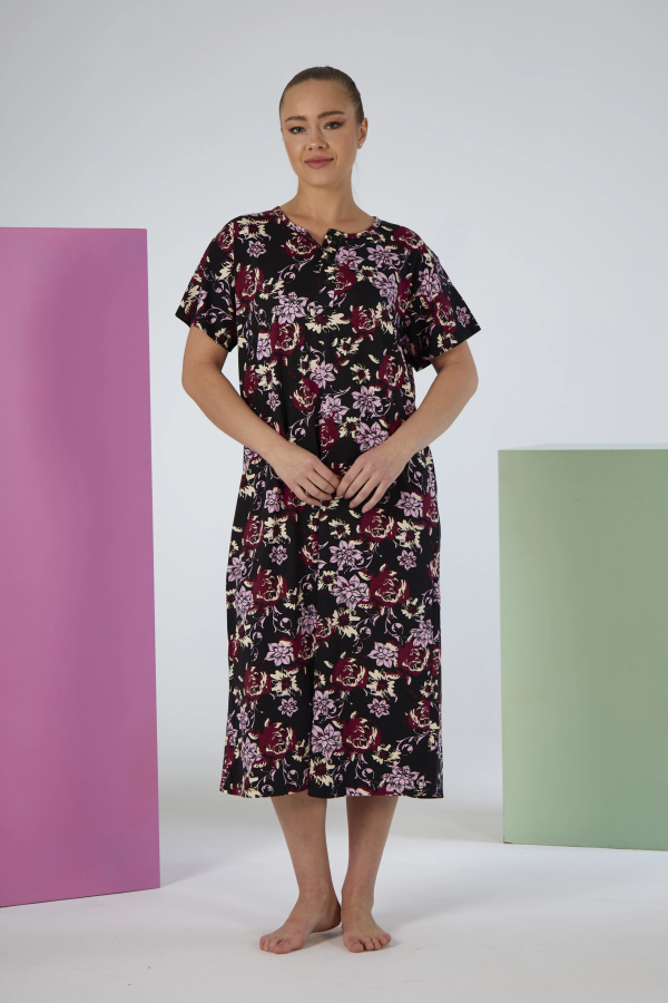 Estiva 25237 Kadın Likra Viskon Kısa Kol Gecelik