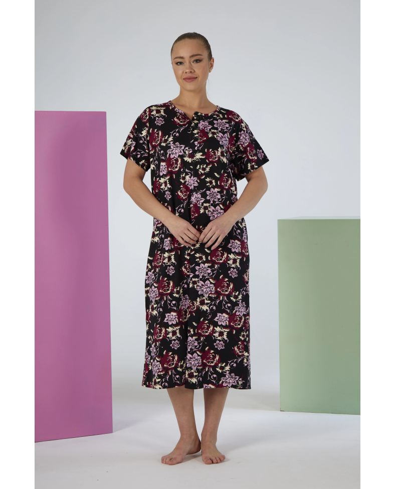 Estiva 25237 Kadın Likra Viskon Kısa Kol Gecelik